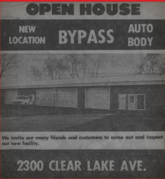 A 1976 State Journal-Register ad for the By-Pass Auto Body open house at 2300 Clear Lake Ave